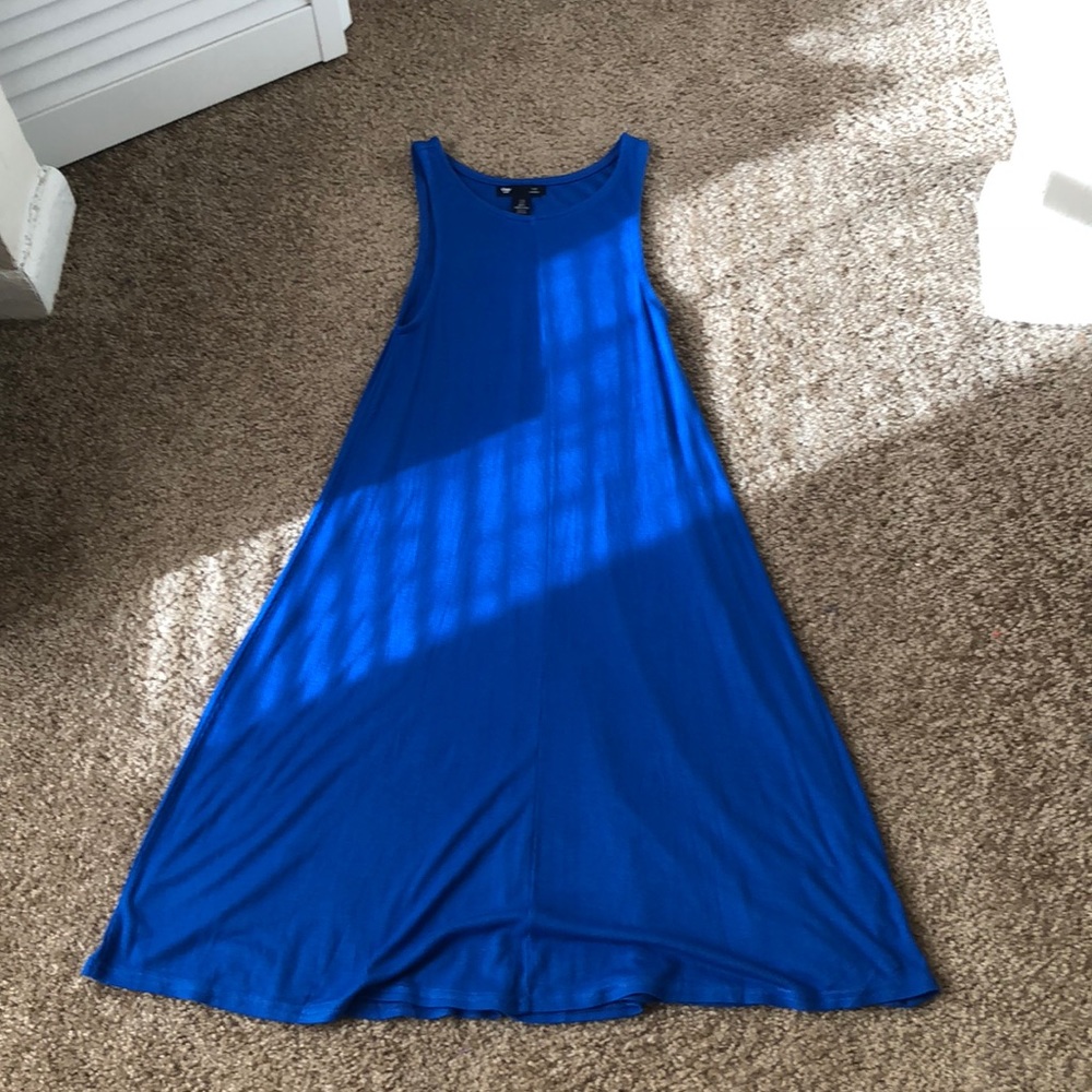 Blue ribbed tank dress